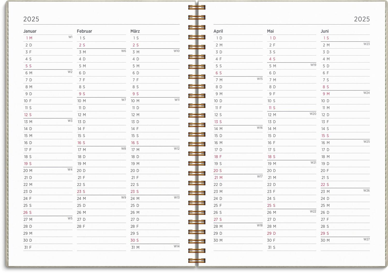 Bild: 7340188003848 | Burde Business A5 Twist beige Kalender 2025 | Terminplaner für 2025