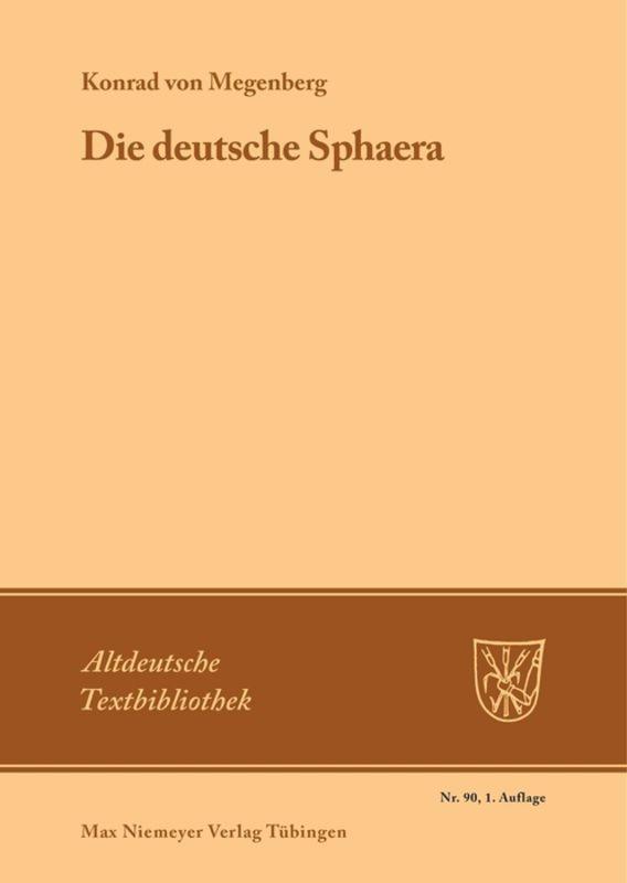 Cover: 9783484201095 | Die Deutsche Sphaera | Konrad von Megenberg | Taschenbuch | XXXI