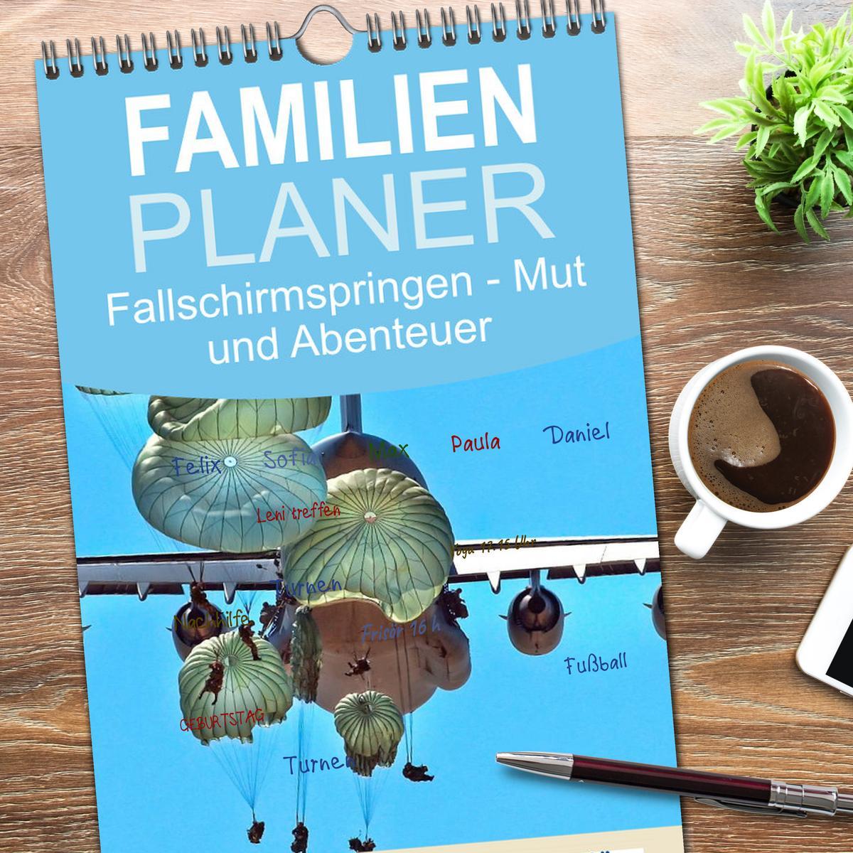 Bild: 9783457126516 | Familienplaner 2025 - Fallschirmspringen - Mut und Abenteuer mit 5...