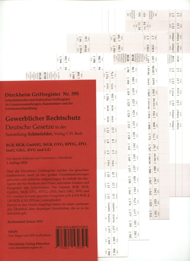 Cover: 9783864530395 | Gewerblicher Rechtschutz, Deutsche Gesetze in der Sammlung...