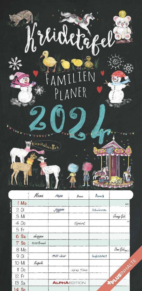 Cover: 4251732336189 | Kreidetafel Familienplaner 2024 - Familienkalender 22x45 cm - 5...