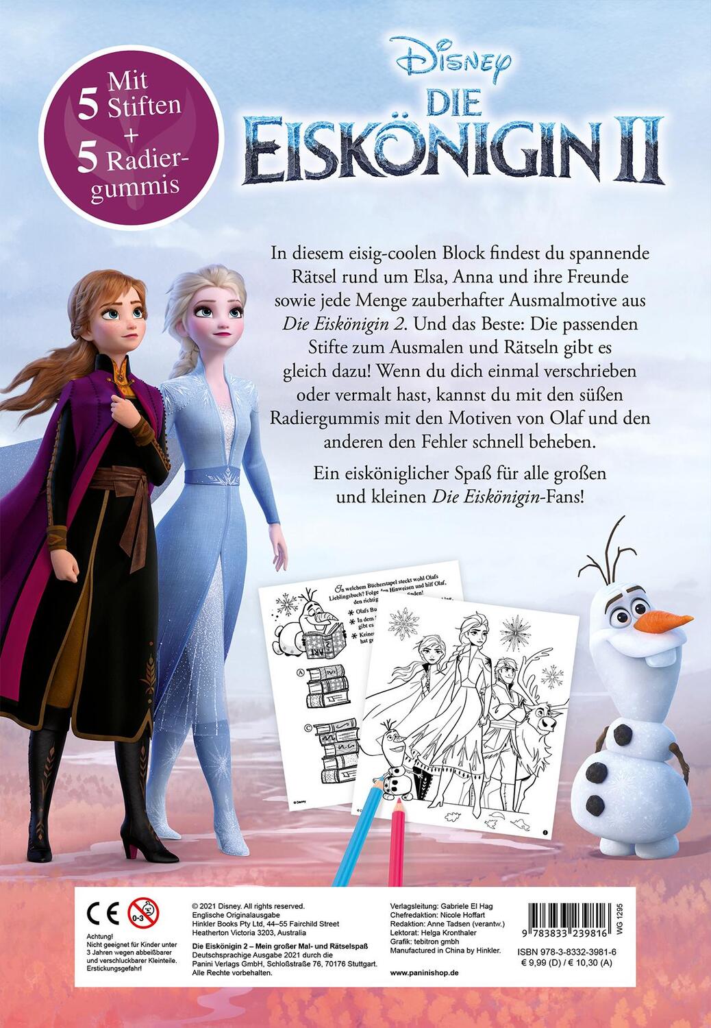 Rückseite: 9783833239816 | Disney Die Eiskönigin 2: Mein großer Mal- und Rätselspaß | Taschenbuch