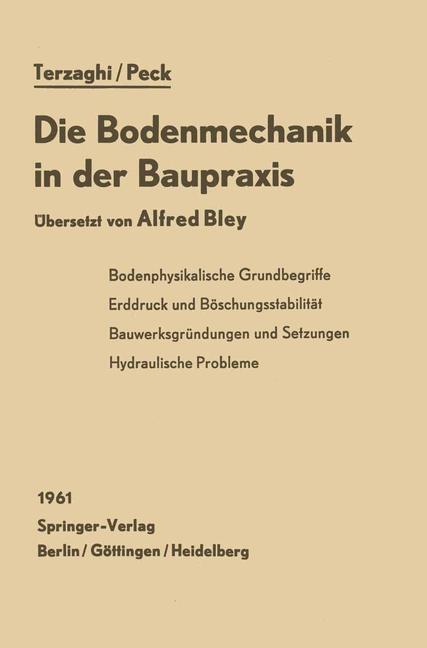 Cover: 9783642928307 | Die Bodenmechanik in der Baupraxis | K. Terzaghi (u. a.) | Taschenbuch