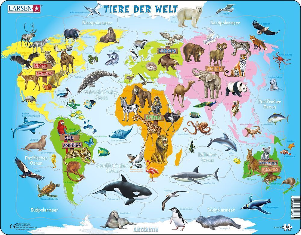 Cover: 7023852122044 | Tiere der Welt (Kinderpuzzle) | Spiel | Unbestimmt | 2021 | Larsen
