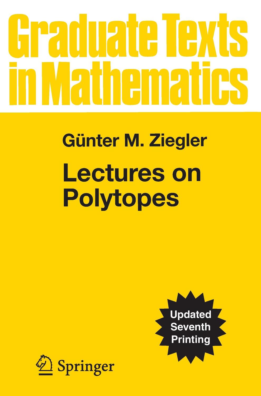 Cover: 9780387943657 | Lectures on Polytopes | Günter M. Ziegler | Taschenbuch | Paperback