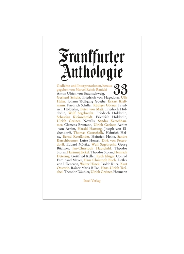 Cover: 9783458174677 | Frankfurter Anthologie. Bd.33 | Gedichte und Interpretationen | Buch