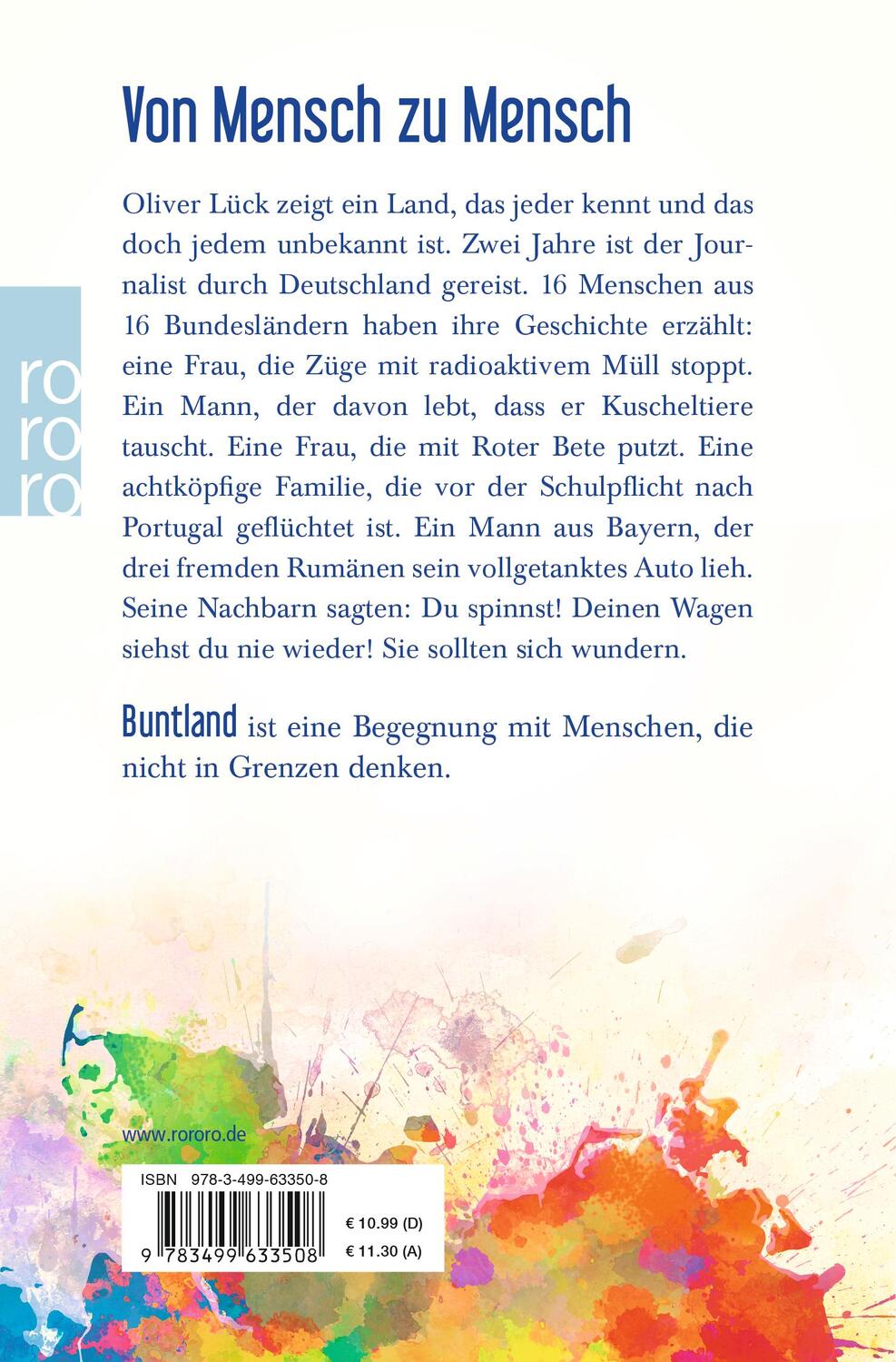 Rückseite: 9783499633508 | Buntland | 16 Menschen, 16 Geschichten | Oliver Lück | Taschenbuch