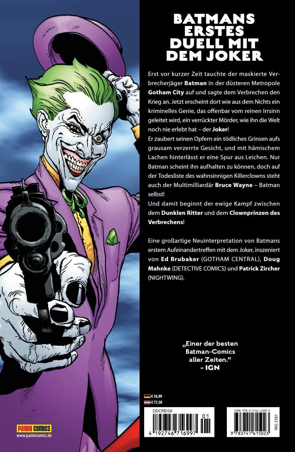 Rückseite: 9783741615023 | Batman/Joker: Der Mann, der lacht | Ed Brubaker (u. a.) | Taschenbuch