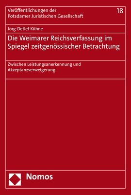 Cover: 9783848769087 | Die Weimarer Reichsverfassung im Spiegel zeitgenössischer Betrachtung