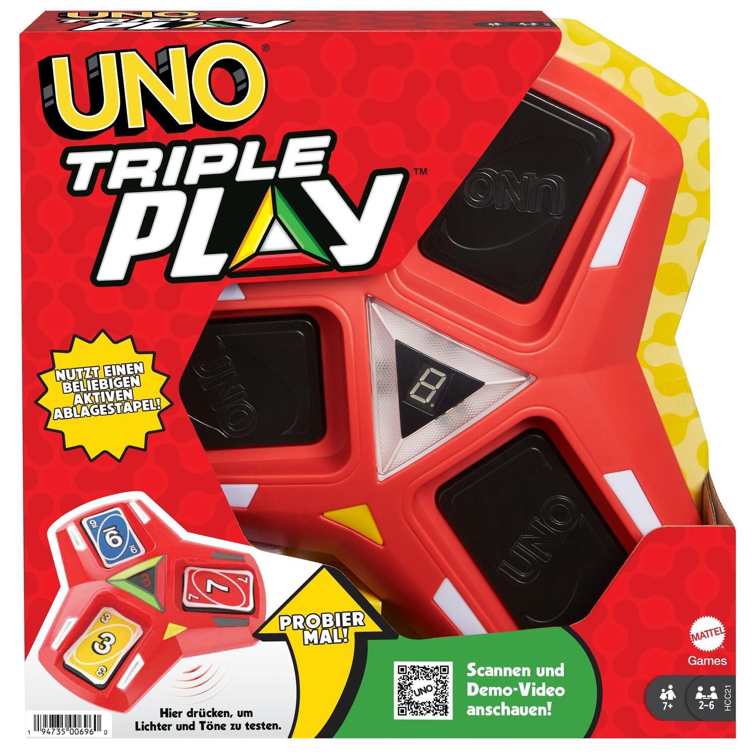 Cover: 194735006960 | UNO Triple Play | Spiel | 3 Carbon Zink Batterien AA (R6), inkl.