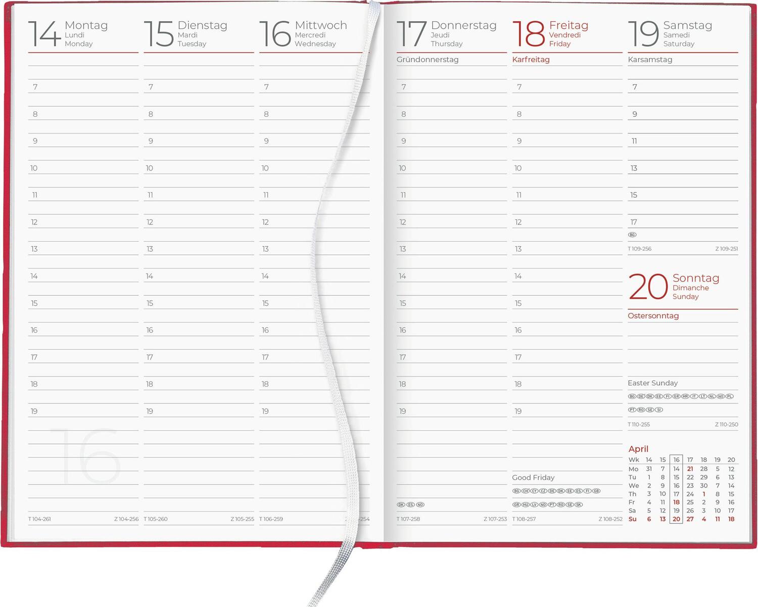 Bild: 4006928025060 | Wochenbuch rot 2025 - Bürokalender 14,6x21 cm - 1 Woche auf 2...