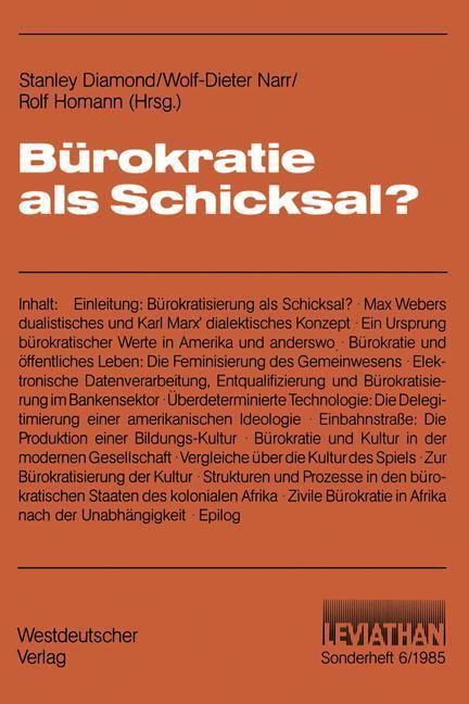 Cover: 9783531116907 | Bürokratie als Schicksal? | Stanley Diamond | Taschenbuch | Paperback