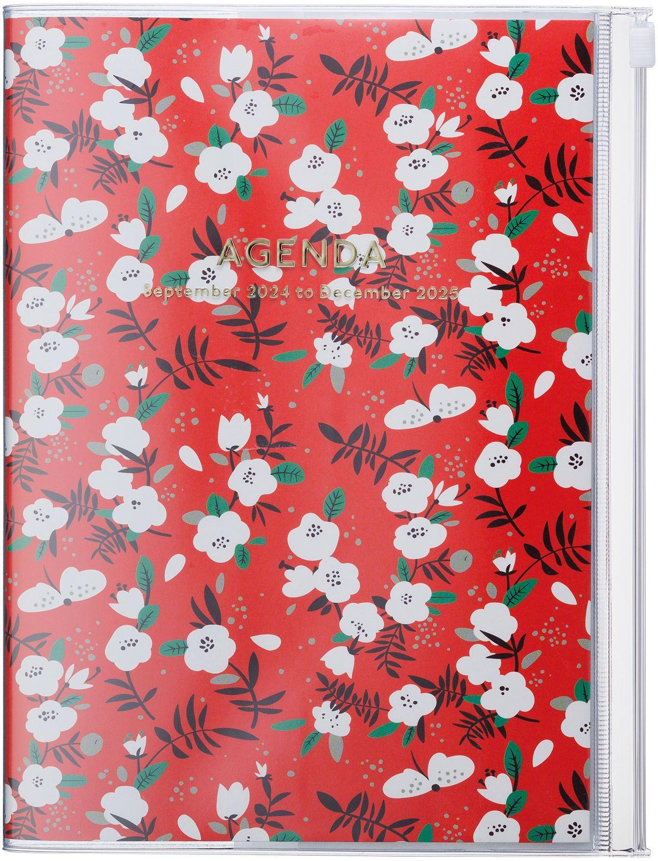 Cover: 4550045127935 | MARK'S 2024/2025 Taschenkalender A5 vertikal, Flower Pattern // Red