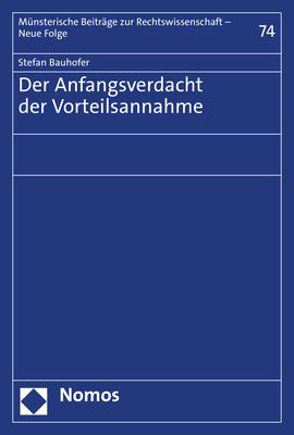 Cover: 9783848775378 | Der Anfangsverdacht der Vorteilsannahme | Stefan Bauhofer | Buch