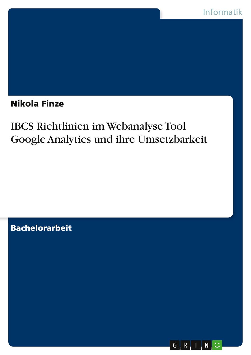 Cover: 9783346160737 | IBCS Richtlinien im Webanalyse Tool Google Analytics und ihre...