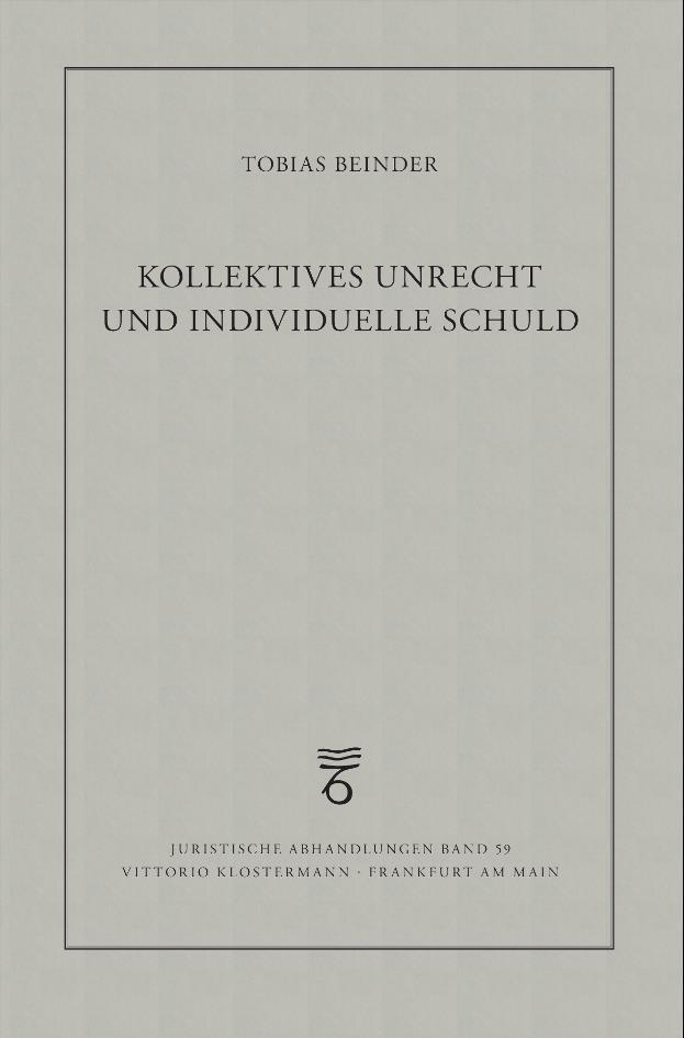 Cover: 9783465046363 | Kollektives Unrecht und individuelle Schuld | Tobias Beinder | Buch