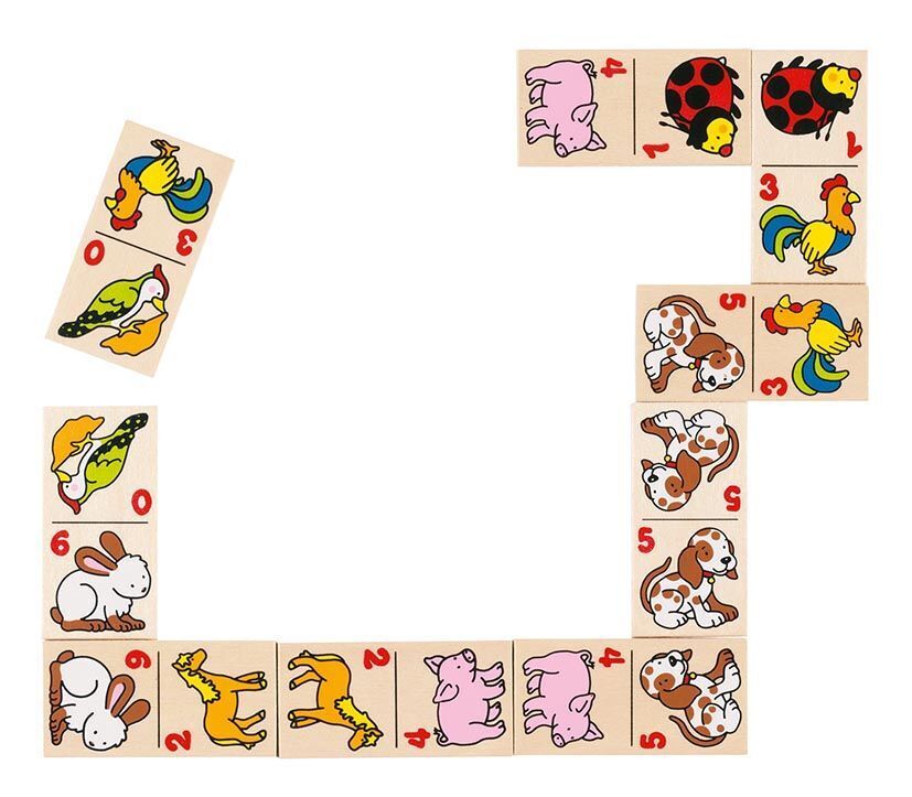 Cover: 4013594569613 | Dominospiel Tiermotive im Holzkasten (Kinderspiel) | goki | Spiel