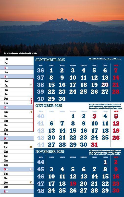 Bild: 9783957561374 | Drei-Monatskalender Sachsen 2025 | Jörg Neubert | Kalender | Deutsch