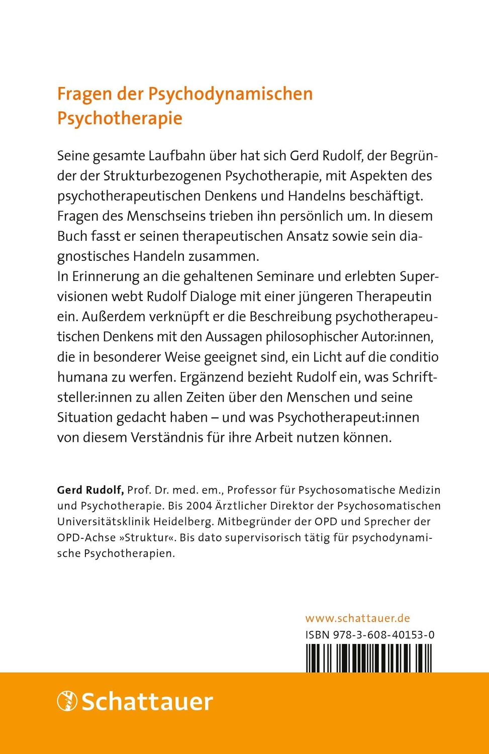Rückseite: 9783608401530 | Dimensionen psychotherapeutischen Handelns | Gerd Rudolf | Taschenbuch