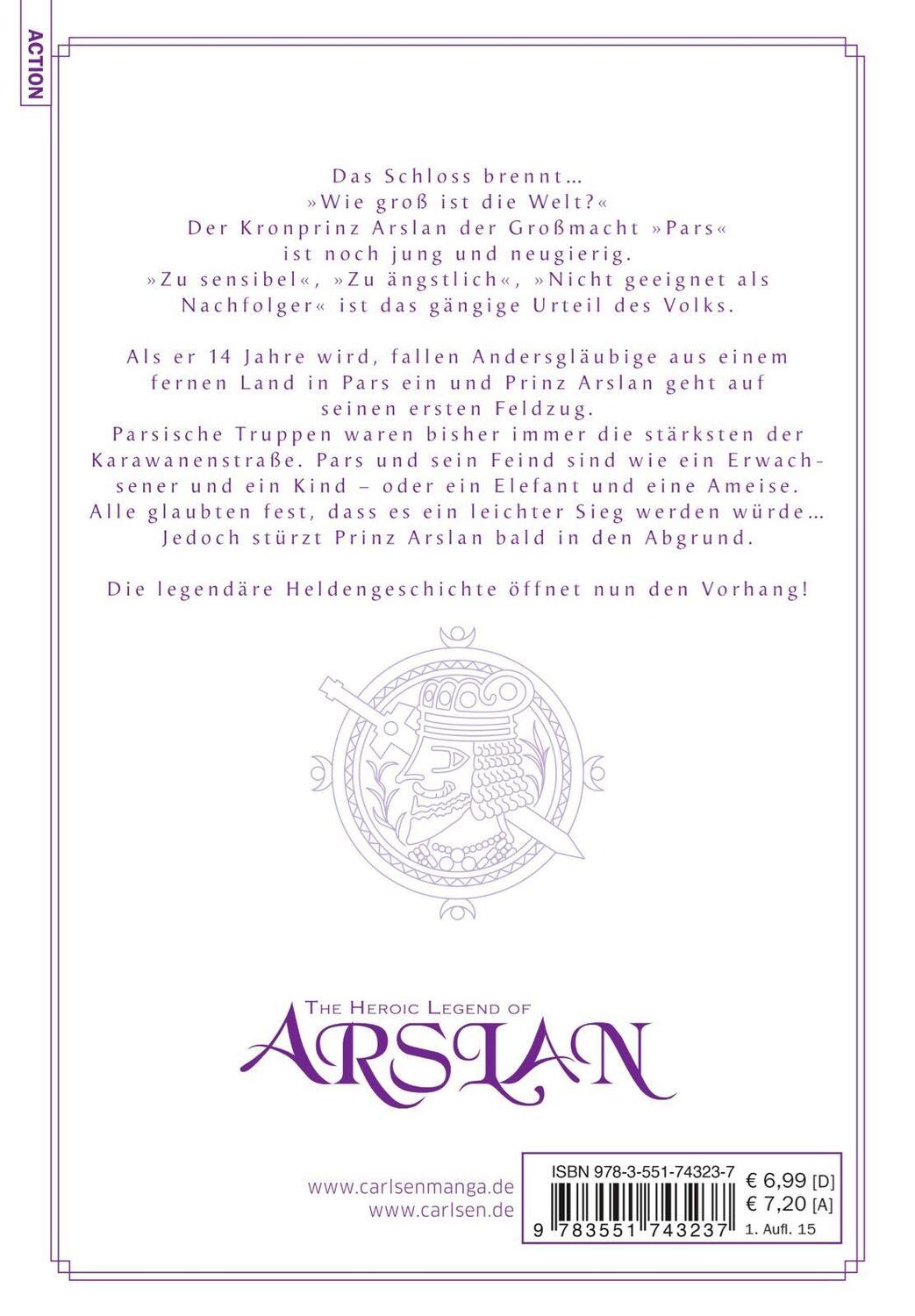 Rückseite: 9783551743237 | The Heroic Legend of Arslan 01 | Yoshiki Tanaka | Taschenbuch | 192 S.