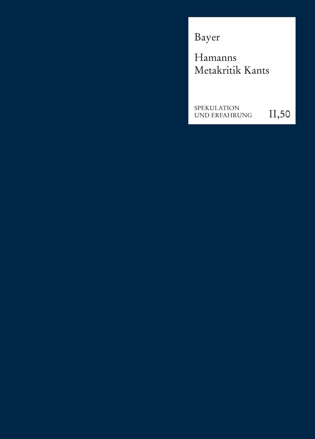Cover: 9783772822100 | Vernunft ist Sprache | Hamanns Metakritik Kants | Oswald Bayer | Buch