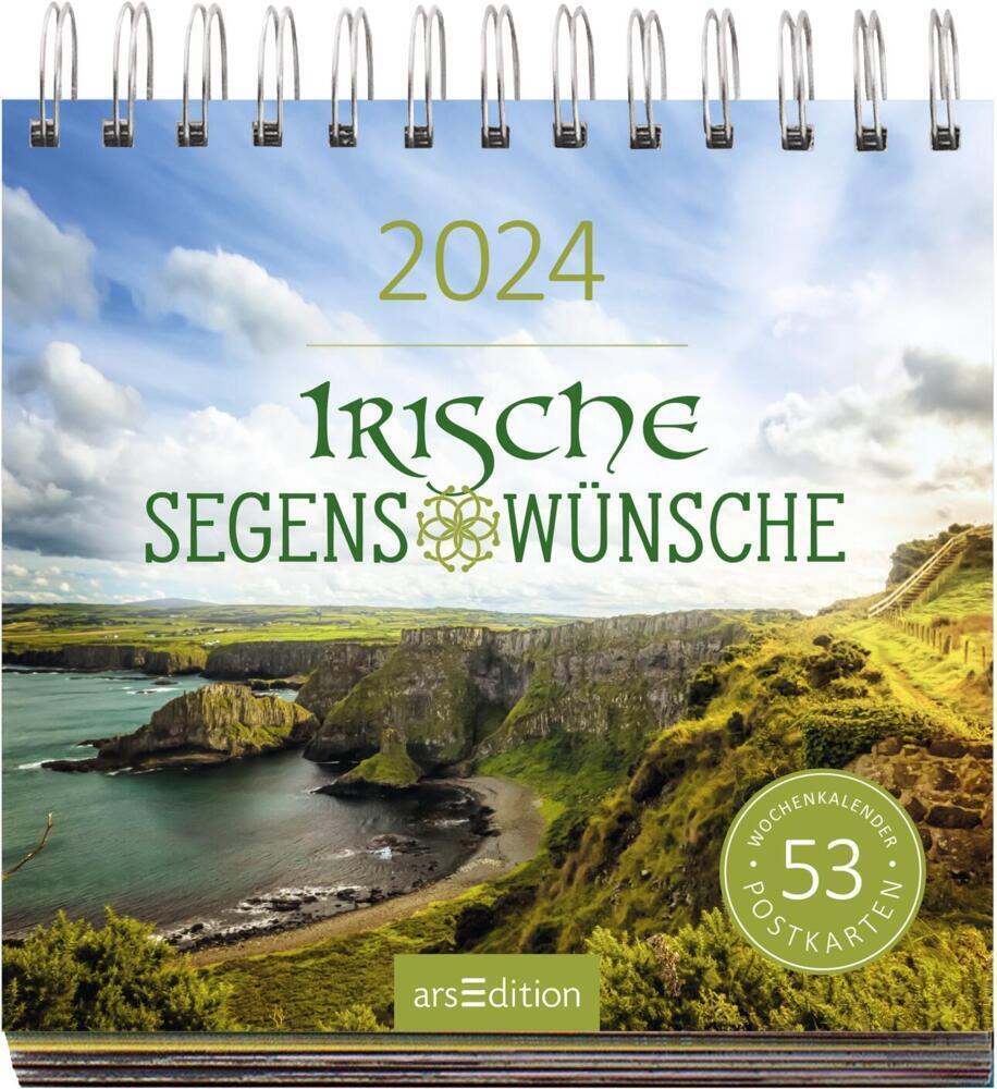 Cover: 4014489130062 | Postkartenkalender Irische Segenswünsche 2024 | Kalender | 108 S.
