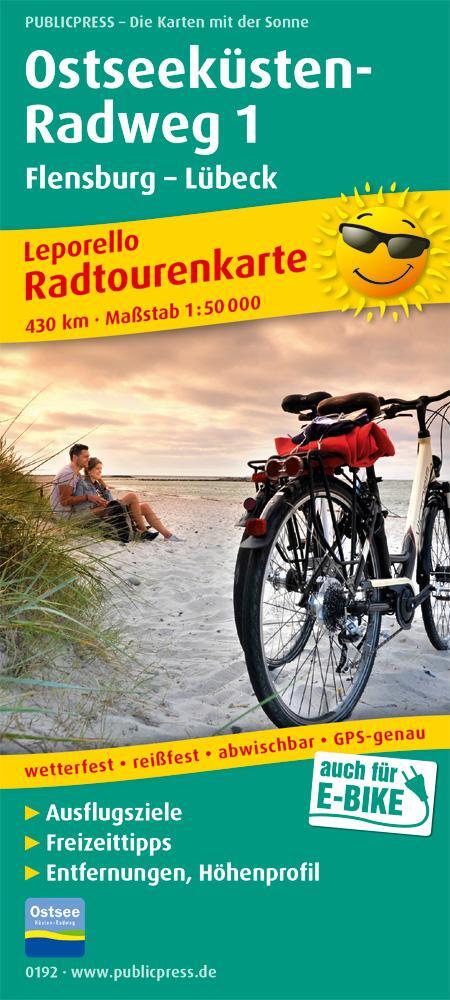 Cover: 9783899201925 | Ostseeküsten-Radweg 1. Flensburg - Lübeck 1 : 50 000 | (Land-)Karte