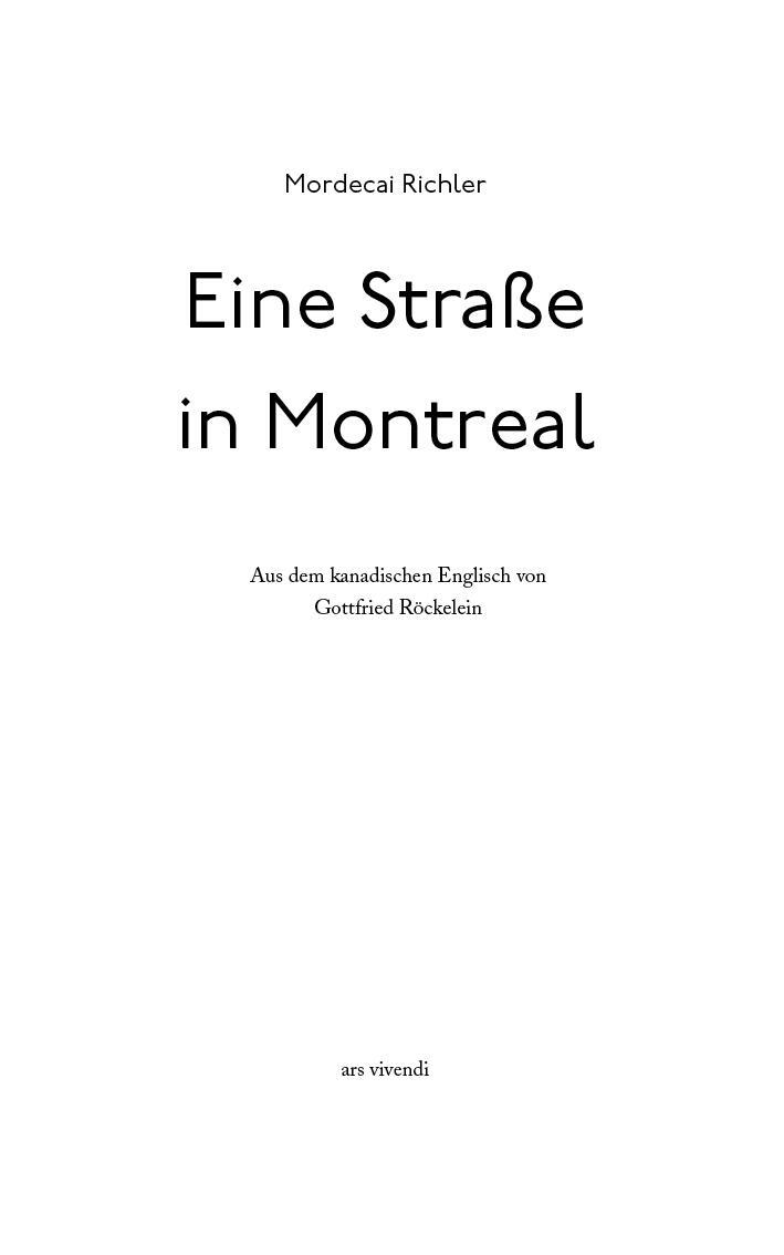 Bild: 9783747203200 | Eine Straße in Montreal | Mordecai Richler | Buch | 190 S. | Deutsch