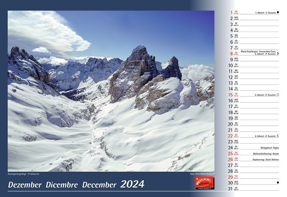 Bild: 9788887531404 | Dolomiten 2024 | Kalender | 2024 | Atlas Kalender | EAN 9788887531404