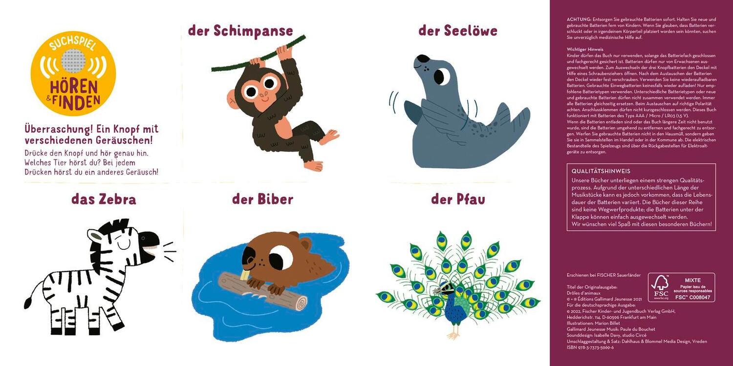 Bild: 9783737359696 | Hörst du die Zootiere? (Soundbuch) | Marion Billet | Buch | 16 S.