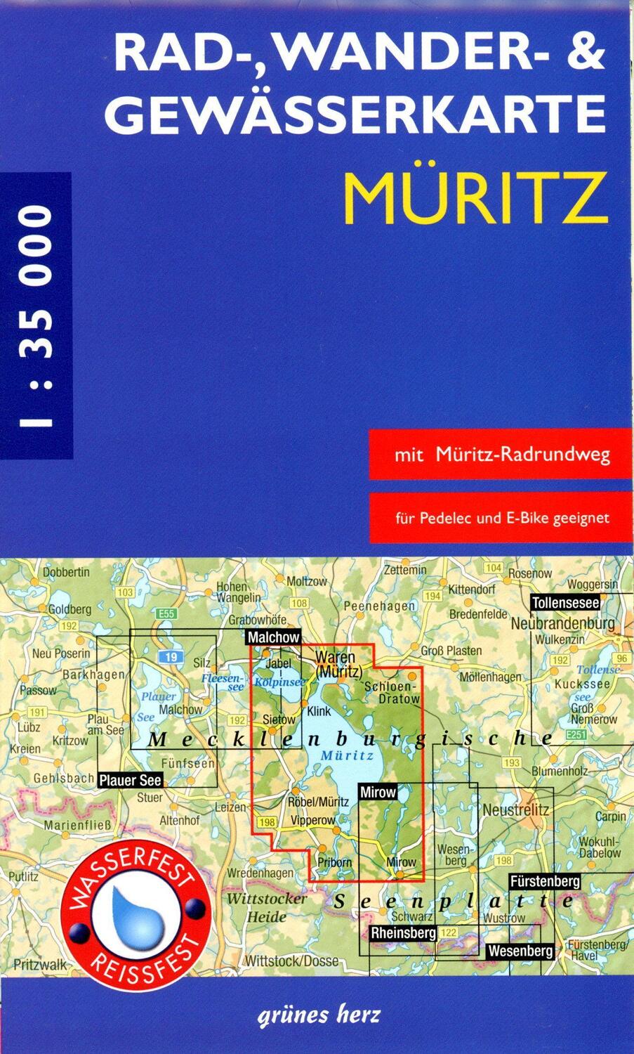 Cover: 9783866364011 | Rad-, Wander- und Gewässerkarte Müritz | (Land-)Karte | Deutsch | 2022