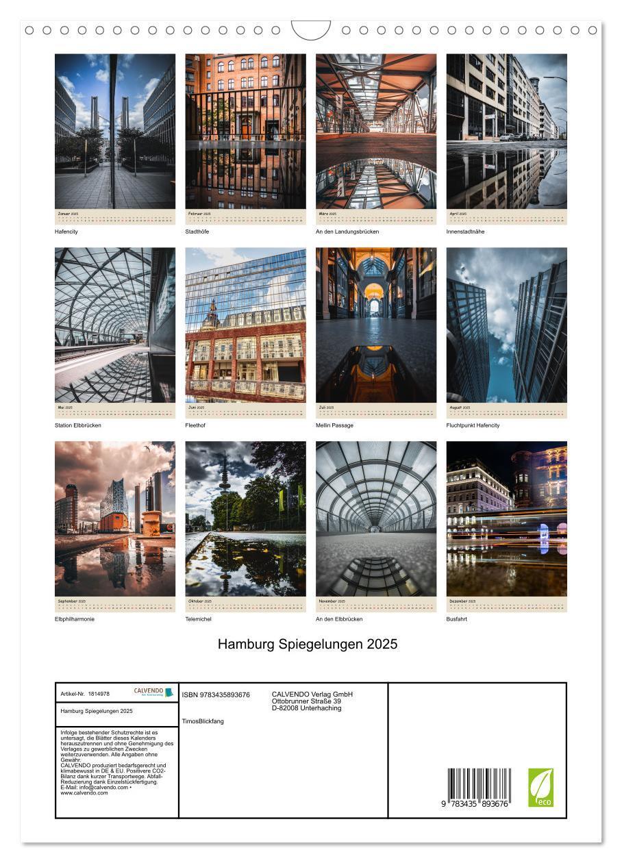 Bild: 9783435893676 | Hamburg Spiegelungen 2025 (Wandkalender 2025 DIN A3 hoch), CALVENDO...