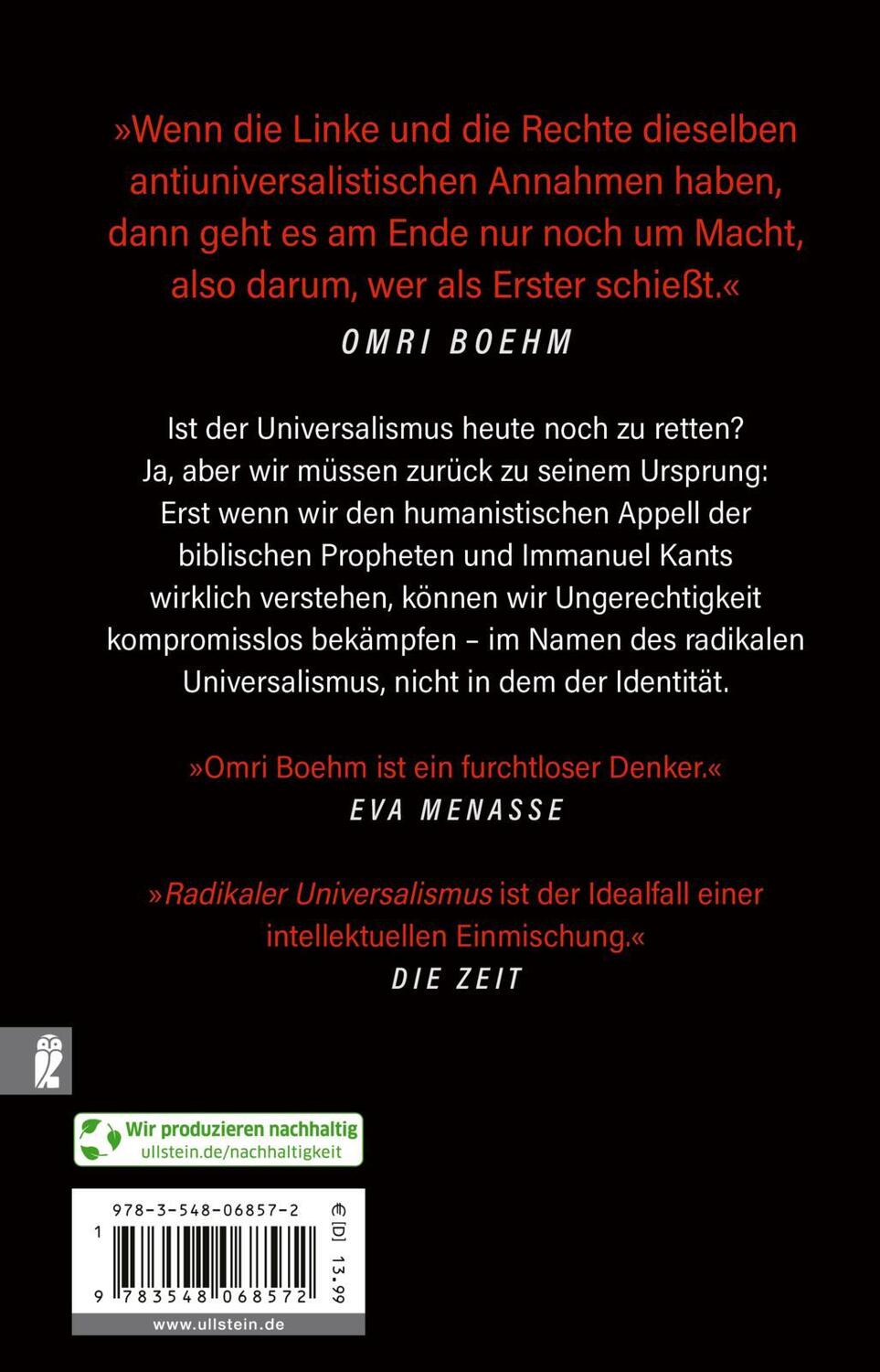 Rückseite: 9783548068572 | Radikaler Universalismus | Omri Boehm | Taschenbuch | 176 S. | Deutsch