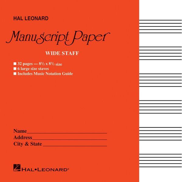 Cover: 9780634096365 | Wide Staff Manuscript Paper (Red Cover) | Hal Leonard Corp | Buch