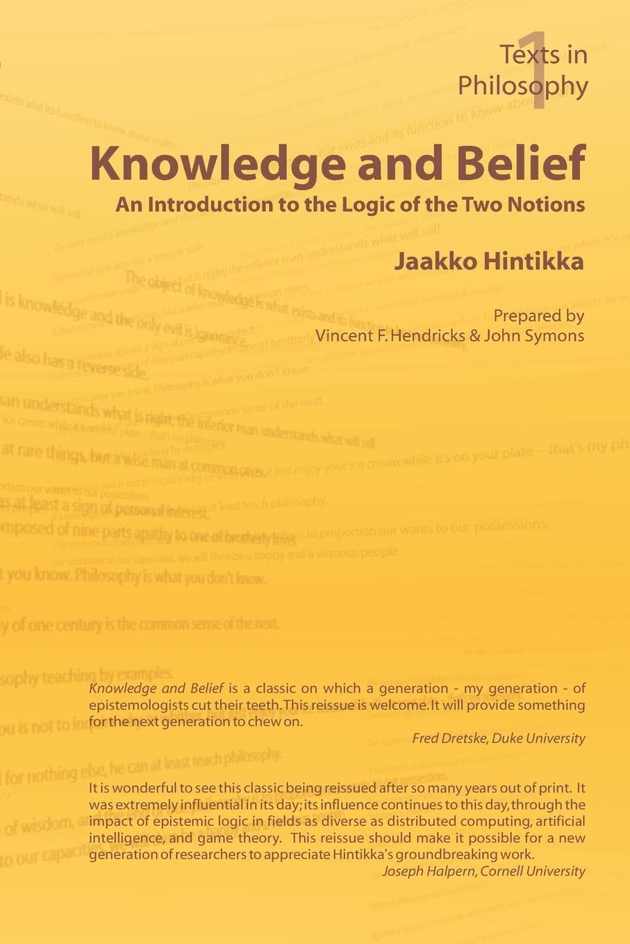 Cover: 9781904987086 | Knowledge and Belief - An Introduction to the Logic of the Two Notions