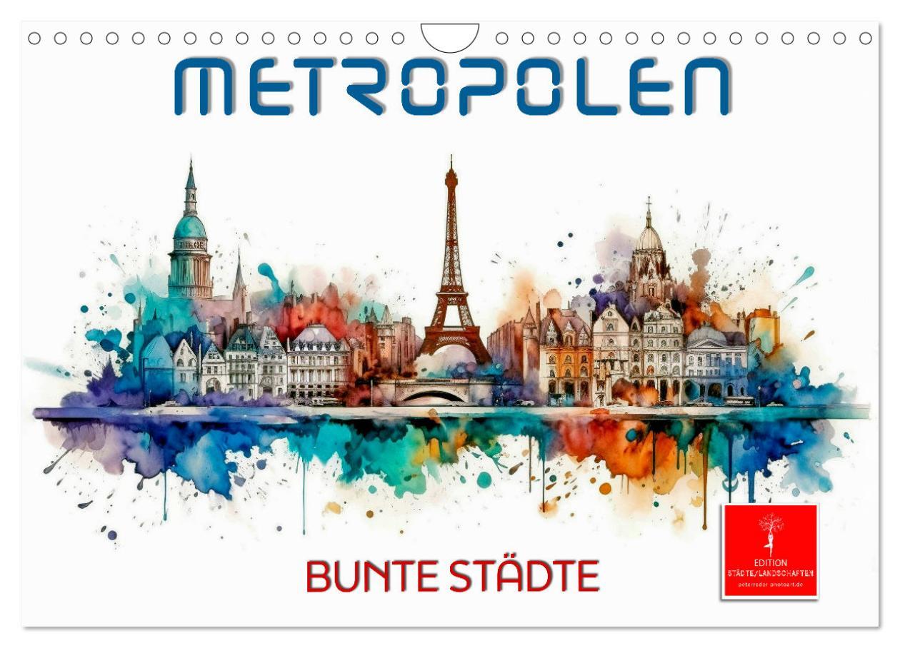 Cover: 9783383862199 | Skylines - bunte Städte (Wandkalender 2025 DIN A4 quer), CALVENDO...