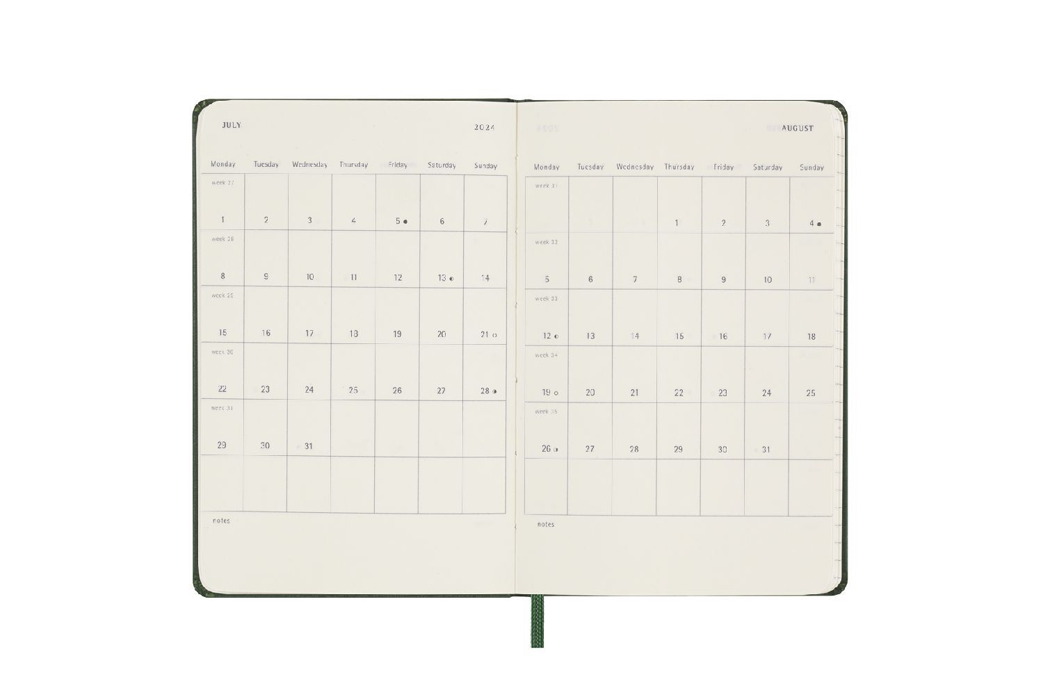 Bild: 8056598857306 | Moleskine 12 Monate Tageskalender 2024, Pocket/A6, Myrtengrün | Buch
