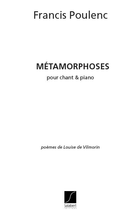 Cover: 9790048054714 | Metamorphoses | Francis Poulenc | Partitur | 1989 | Editions Salabert