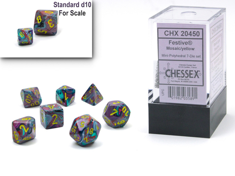 Cover: 601982035891 | Festive® Mini-Polyhedral Mosaic/yellow 7-Die set | Chessex