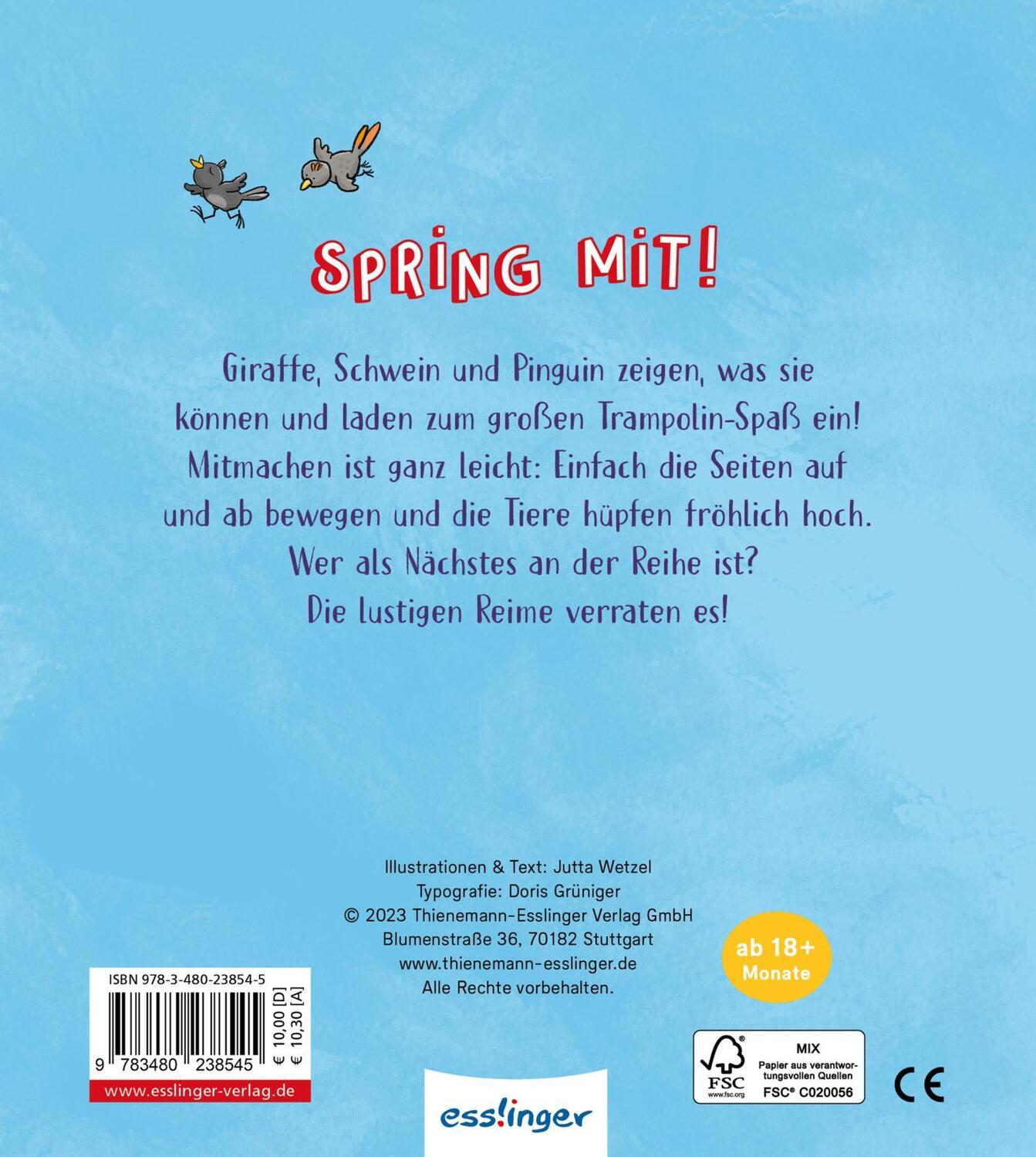 Rückseite: 9783480238545 | Trampolin | Ein Mit-Hüpf-Buch Springe, hüpfe, reime mit Bär &amp; Pinguin!