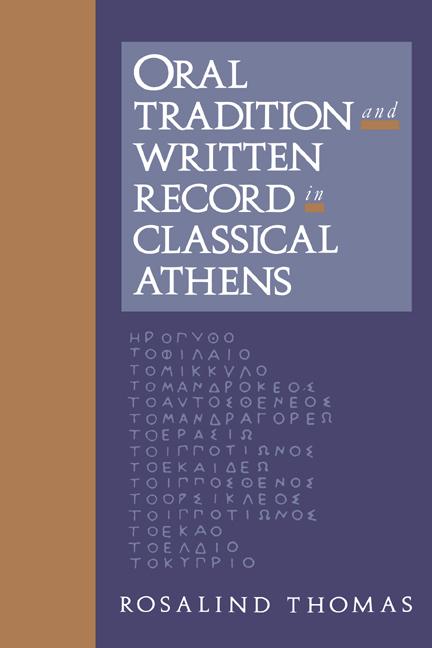 Cover: 9780521425186 | Oral Tradition and Written Record in Classical Athens | Thomas | Buch