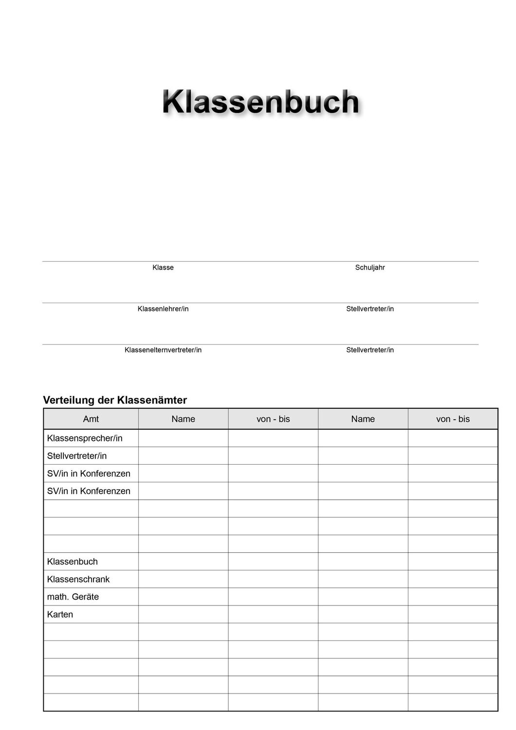 Bild: 4260094452413 | Klassenbuch "Standard", Umschlagfarbe: blau | für alle Schulformen