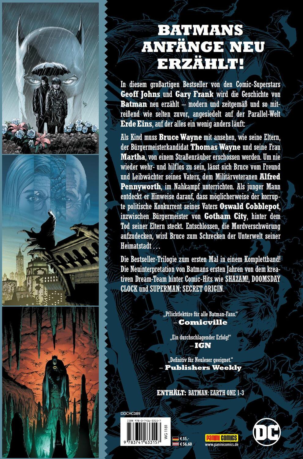 Rückseite: 9783741633157 | Batman: Erde Eins (Deluxe Edition) | Geoff Johns (u. a.) | Buch | 2023