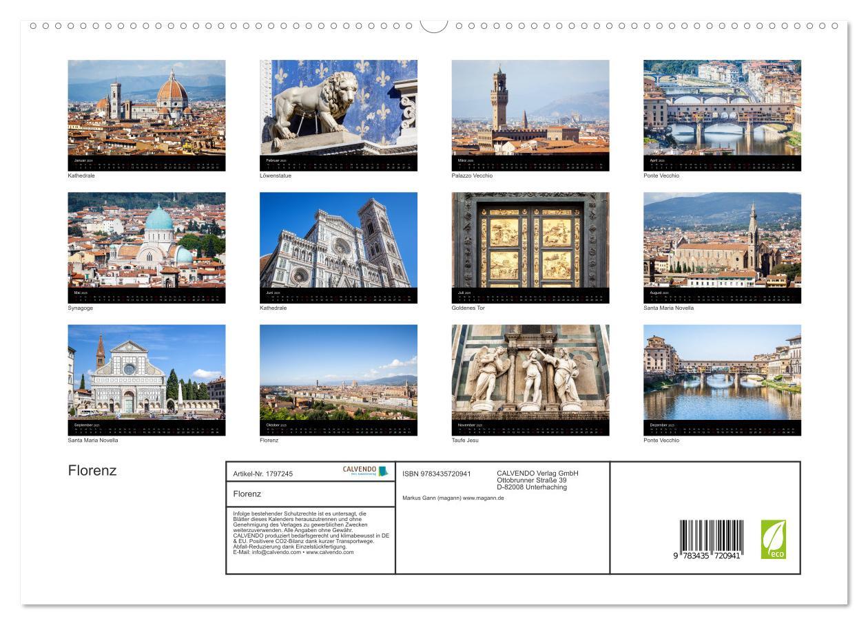 Bild: 9783435720941 | Florenz (hochwertiger Premium Wandkalender 2025 DIN A2 quer),...