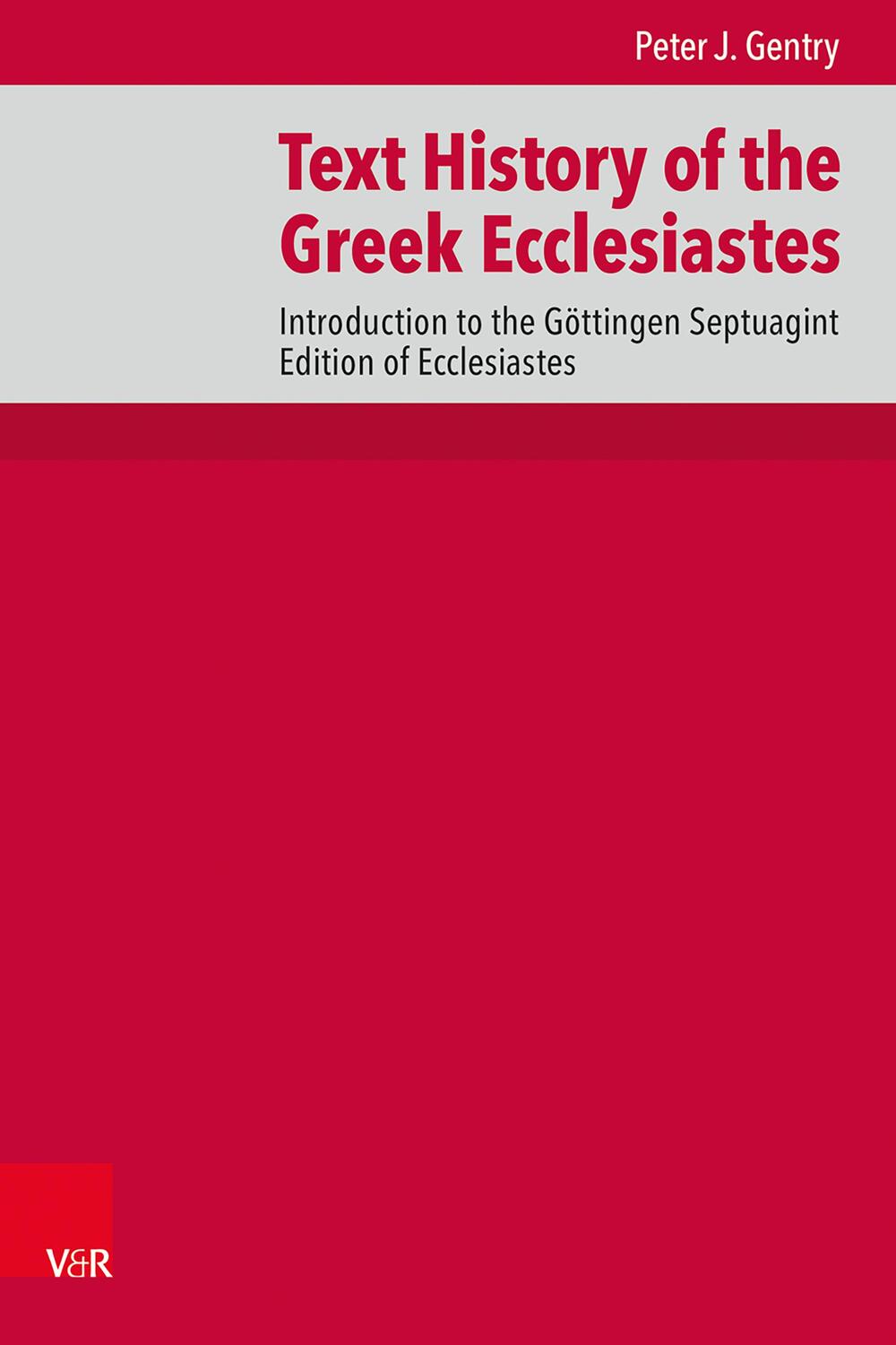 Cover: 9783525560730 | Text History of the Greek Ecclesiastes | Peter J. Gentry | Buch | 2022