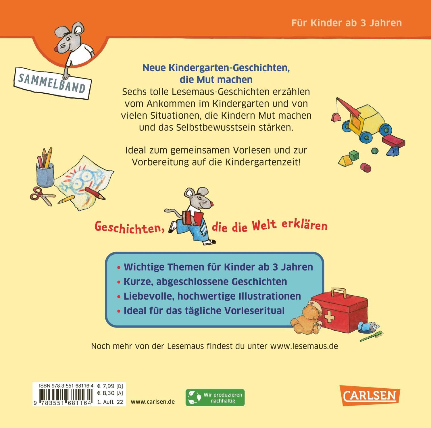 Rückseite: 9783551681164 | LESEMAUS Sonderbände: Neue Kindergarten-Geschichten, die Mut machen