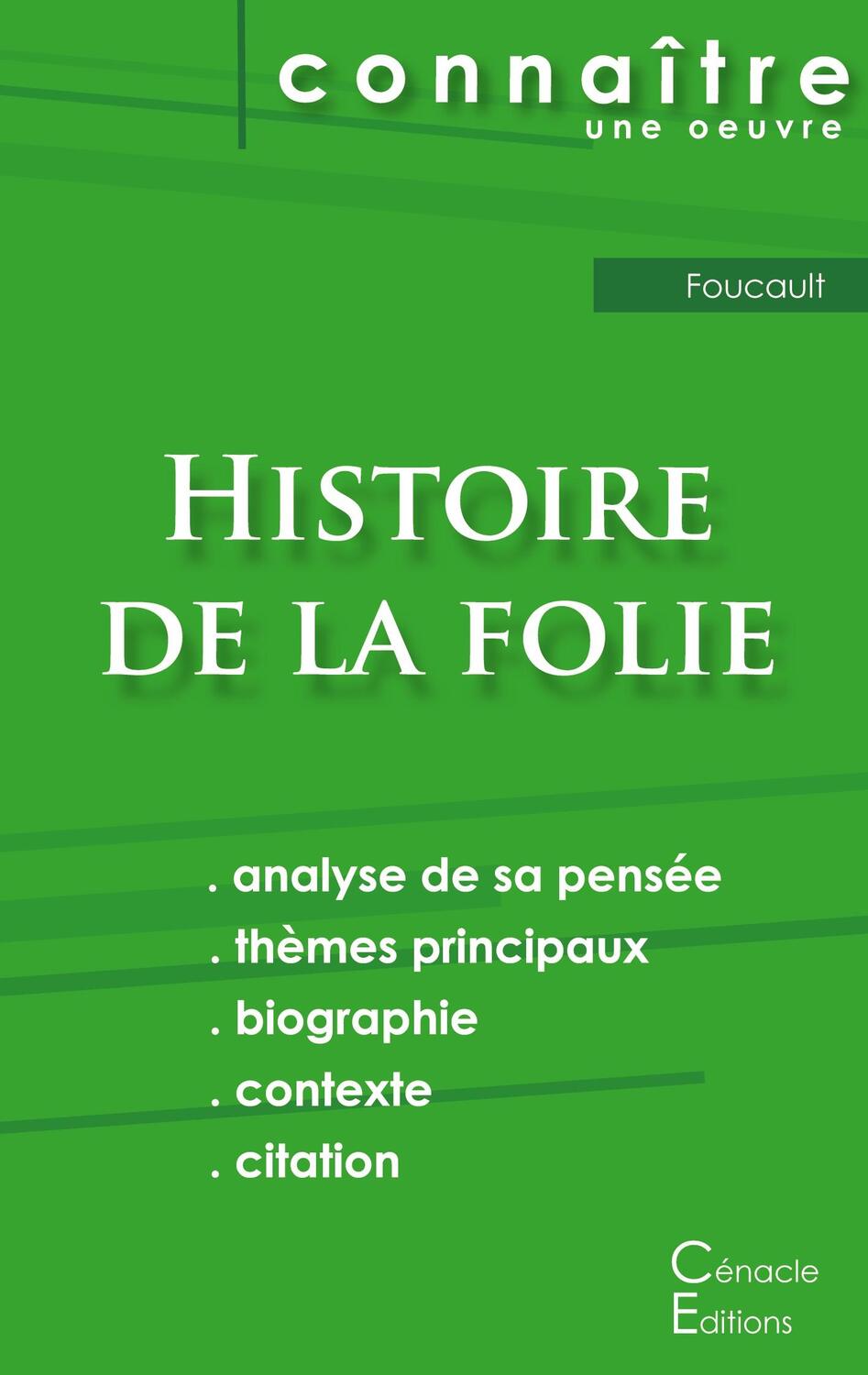 Cover: 9782759310937 | Fiche de lecture Histoire de la folie de Foucault (analyse...