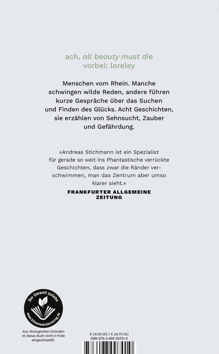 Rückseite: 9783498007010 | Loreley | Erzählungen | Andreas Stichmann | Buch | 128 S. | Deutsch
