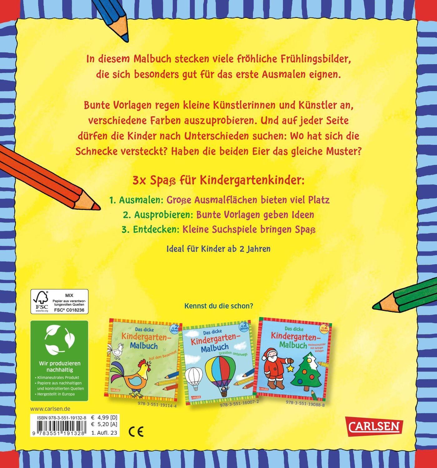 Rückseite: 9783551191328 | Ausmalbilder für Kita-Kinder: Das dicke Kindergarten-Malbuch: Auf...