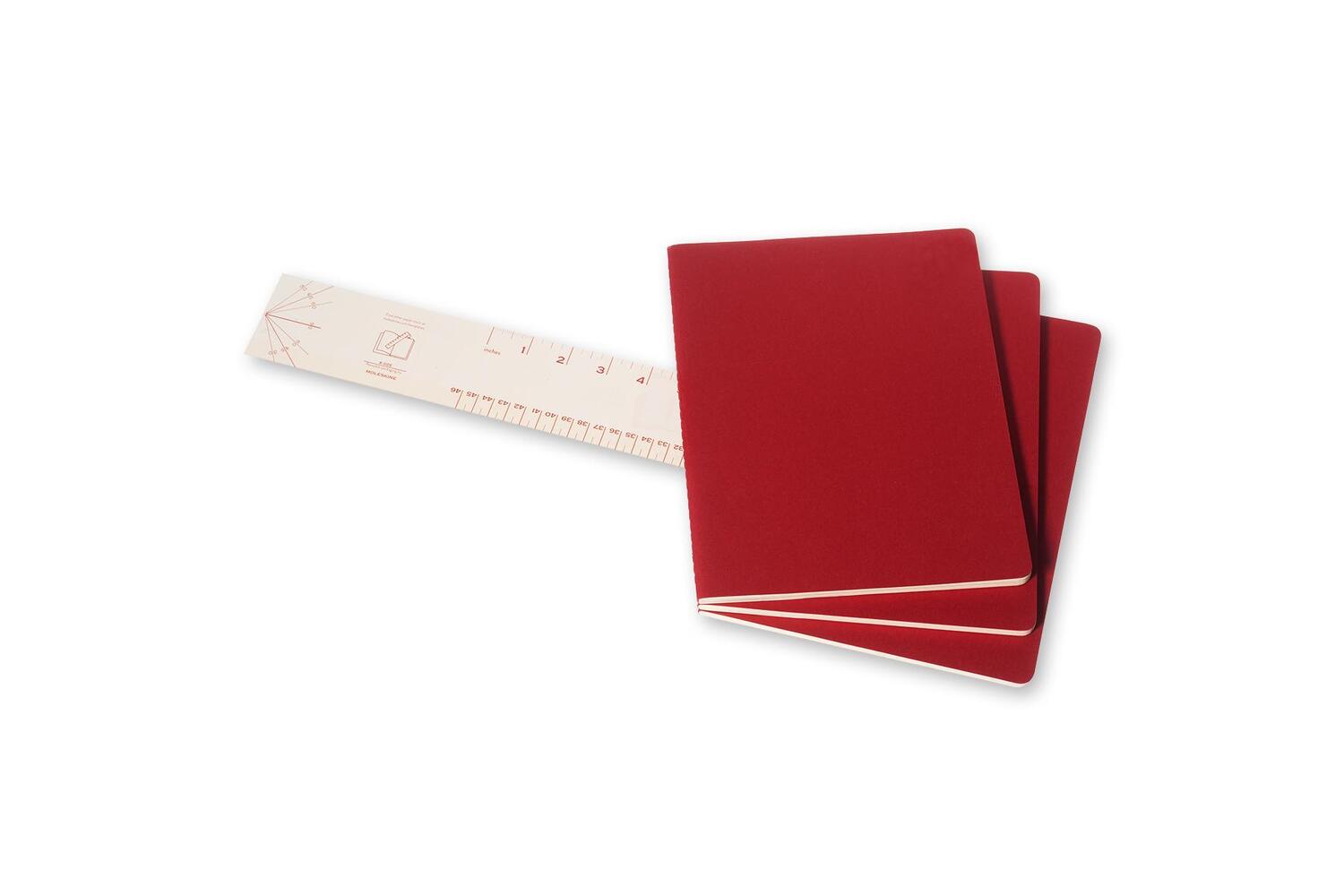 Bild: 9788862931076 | Moleskine Cahier Pocket Ruled Red Cover XL. 3er Pack | Taschenbuch